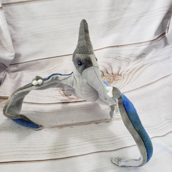 Adventure Planet Pteranodon Flying Dinosaur Plush Toy Posable 11 Inch Blue Gray - Picture 1 of 8